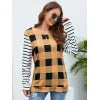 Plaid Striped Round Neck Long Sleeve T-Shirt