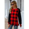 Plaid Round Neck Long Sleeve T-Shirt