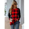 Plaid Round Neck Long Sleeve T-Shirt